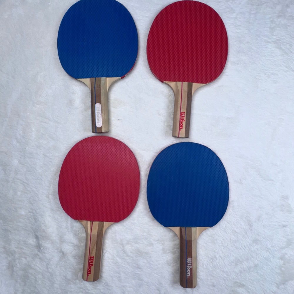 Wilson Table Tennis Paddles Unisex OS Red Blue 4-Piece Set Wood Ping Pong Racket